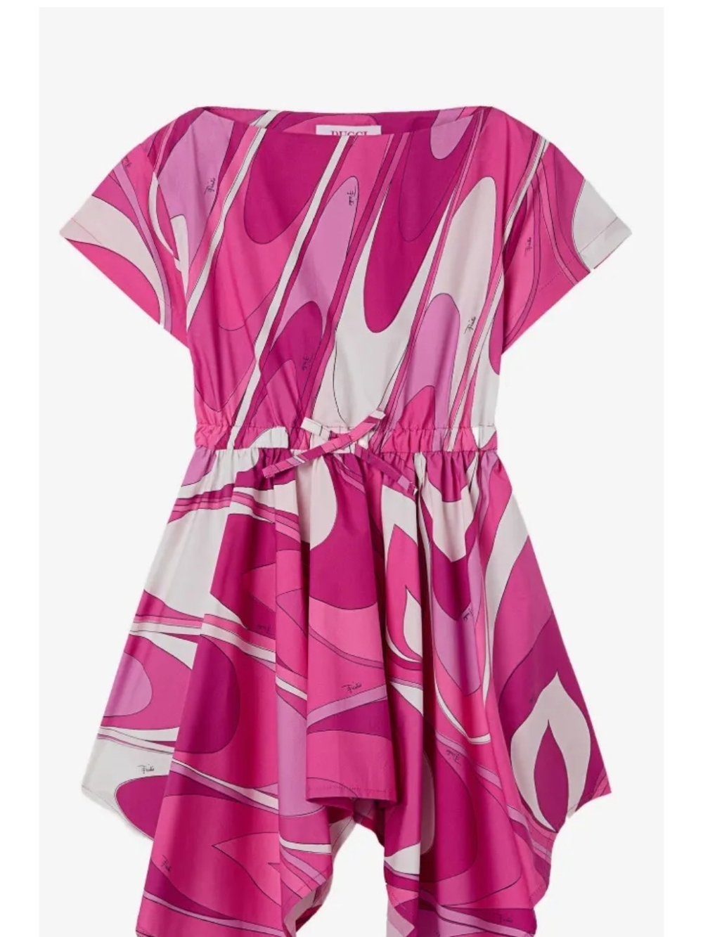Girls' Pink Swirl Print Elastic-Waist Dress